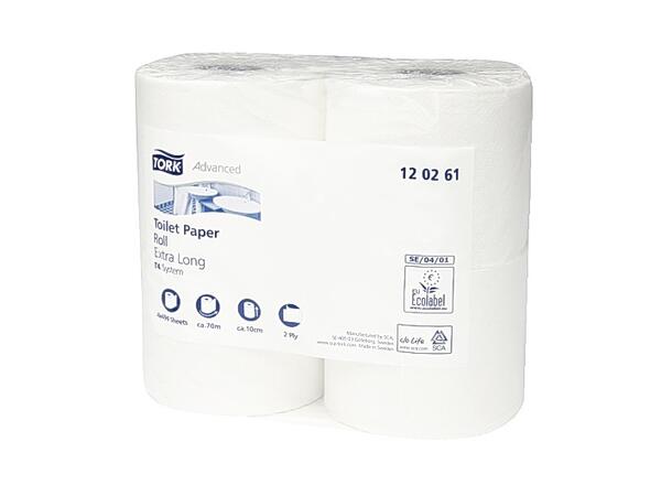 Toalettpapir TORK Advance 2L T4 69m (4) pakke à 4 ekstra lange ruller 